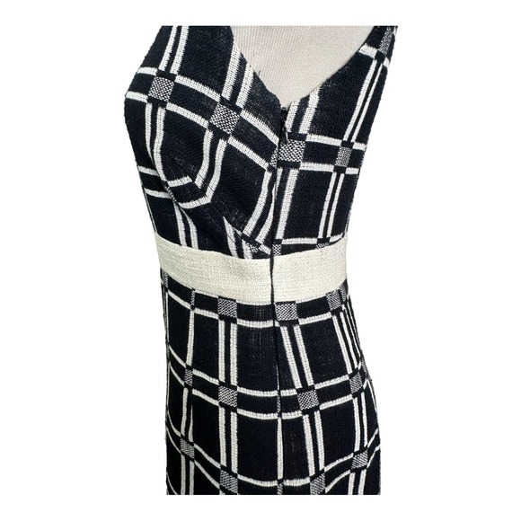 Milly black cream sleeveless color block lined canvas sheath dress size 0 - Picture 12 of 16
